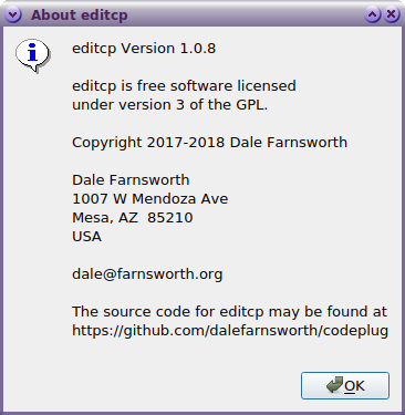 Codeplugeditor „Editcp“ für Linux