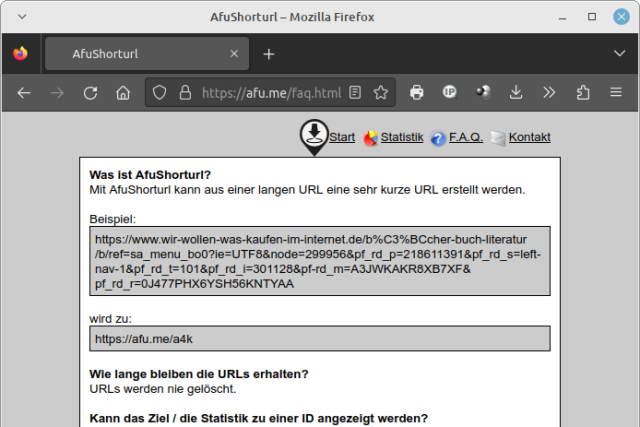 URL Kürzen mit AFU.ME